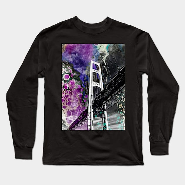 "The Mighty Mac #2" - Michigan Fluid Art Series Long Sleeve T-Shirt by Colette22